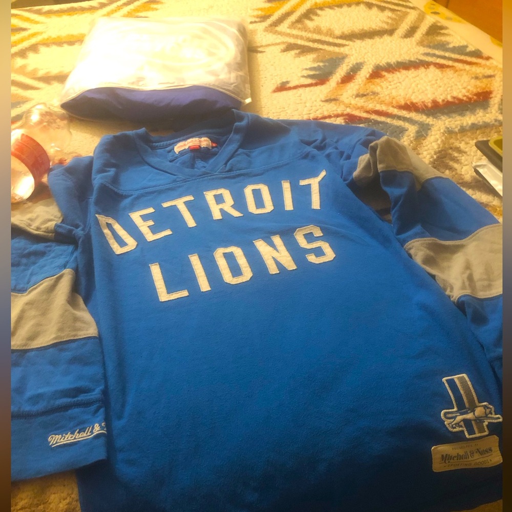 DETROIT NFL LIONS AUTHENTIC THICK WARM SWEATER MITCHELL&NESS 1953 LOGO MEDIUM